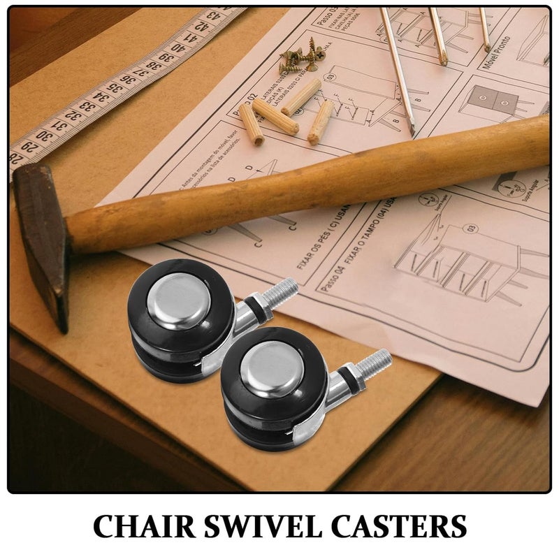 4pcs Office Chair Replacement Wheels - Universal Swivel Caster Wheels M8 Threaded Small Casters Desk Chair Parts Easy Installation for Home Office Hard Floor and Carpets - Image 3