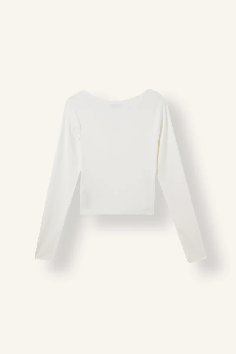 ديفاكتو Slim Fit V-Neck Ribana Long Sleeve T-Shirt