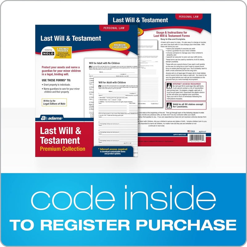 Adams Last Will and Testament Kit with CD, Forms, and Instructions - Premium Collection - Image 2
