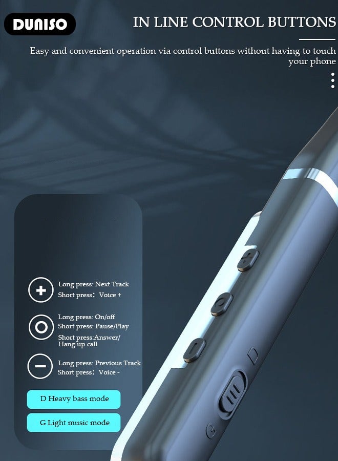 DUNISO Neckband Bluetooth Headphone,Bluetooth 5.3 Wireless Earbuds in-Ear Noise Cancelling HiFi Stereo Clear Headsets, LED Screen Display, Waterproof, Built-in Microphone for Phone Call Music - Image 2