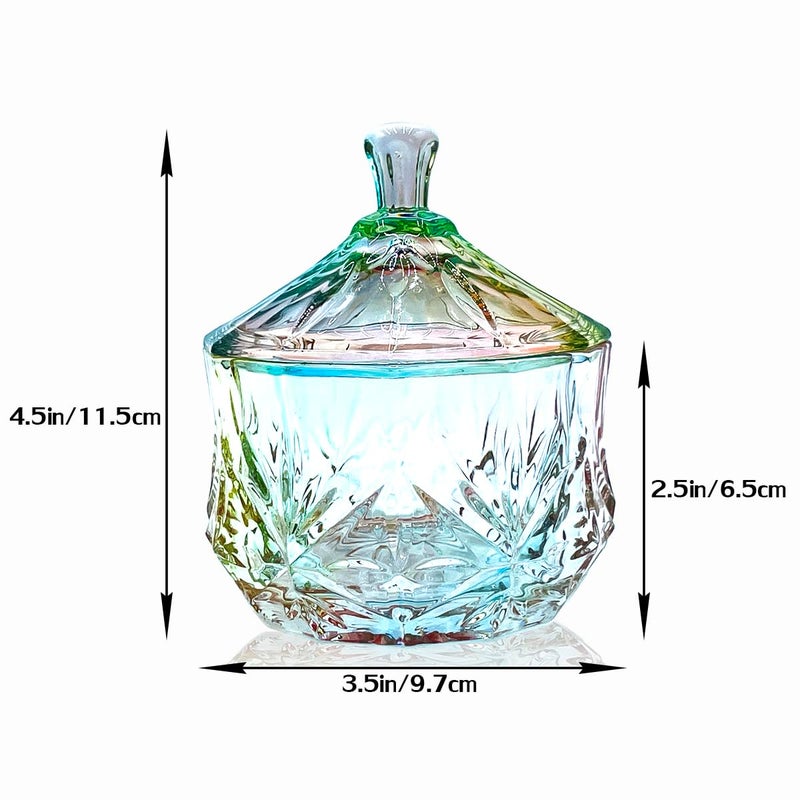 EWEIGEER 8oz Glass Candy Dish with Lid,Christmas Decorative Storage Jar for Candy,Bath Salt,Paper Clips,Office,Bathroom,Dining Room Organizer(Colorful) - Image 3