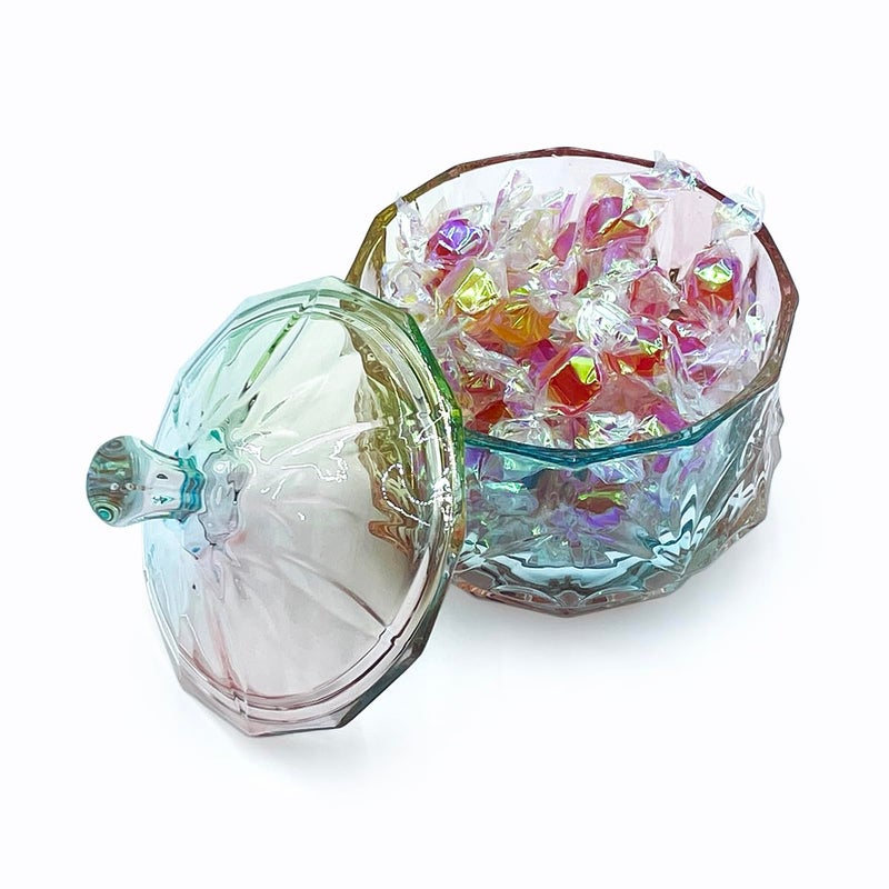 EWEIGEER 8oz Glass Candy Dish with Lid,Christmas Decorative Storage Jar for Candy,Bath Salt,Paper Clips,Office,Bathroom,Dining Room Organizer(Colorful) - Image 5