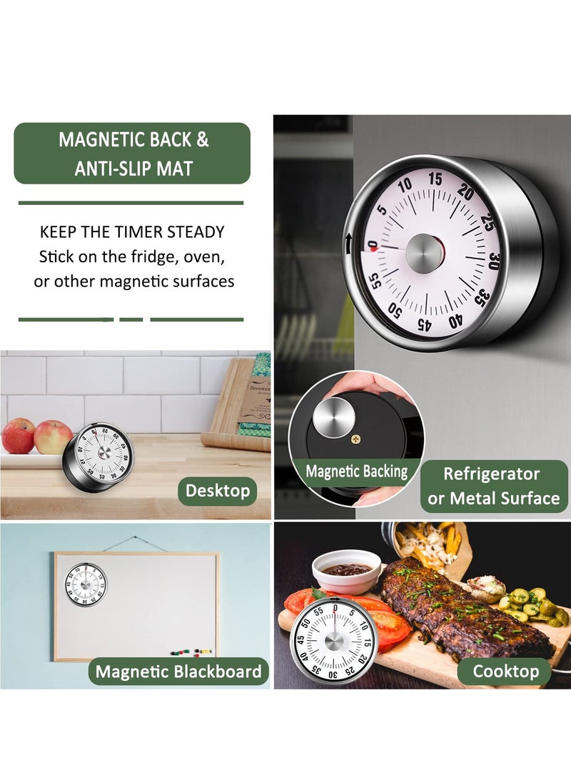Generic - Mechanical Magnetic Kitchen Timer with Loud Alarm No Batteries Needed Stainless Steel Design for Chefs - Image 1
