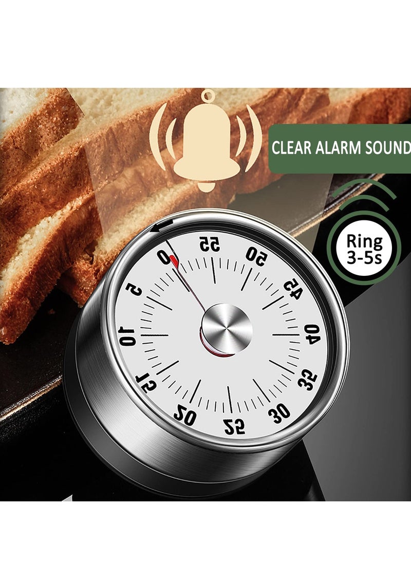 Generic - Mechanical Magnetic Kitchen Timer with Loud Alarm No Batteries Needed Stainless Steel Design for Chefs - Image 1