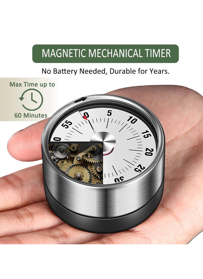 Generic - Mechanical Magnetic Kitchen Timer with Loud Alarm No Batteries Needed Stainless Steel Design for Chefs - Image 1