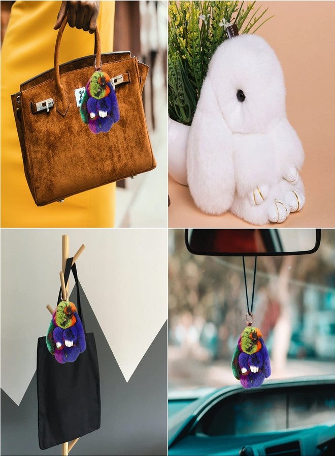 CHUANGLI Keychain Fluffy Faux Fur Keychain Handbag Pom Pom Keyring Pendant for Women Girls - Image 4