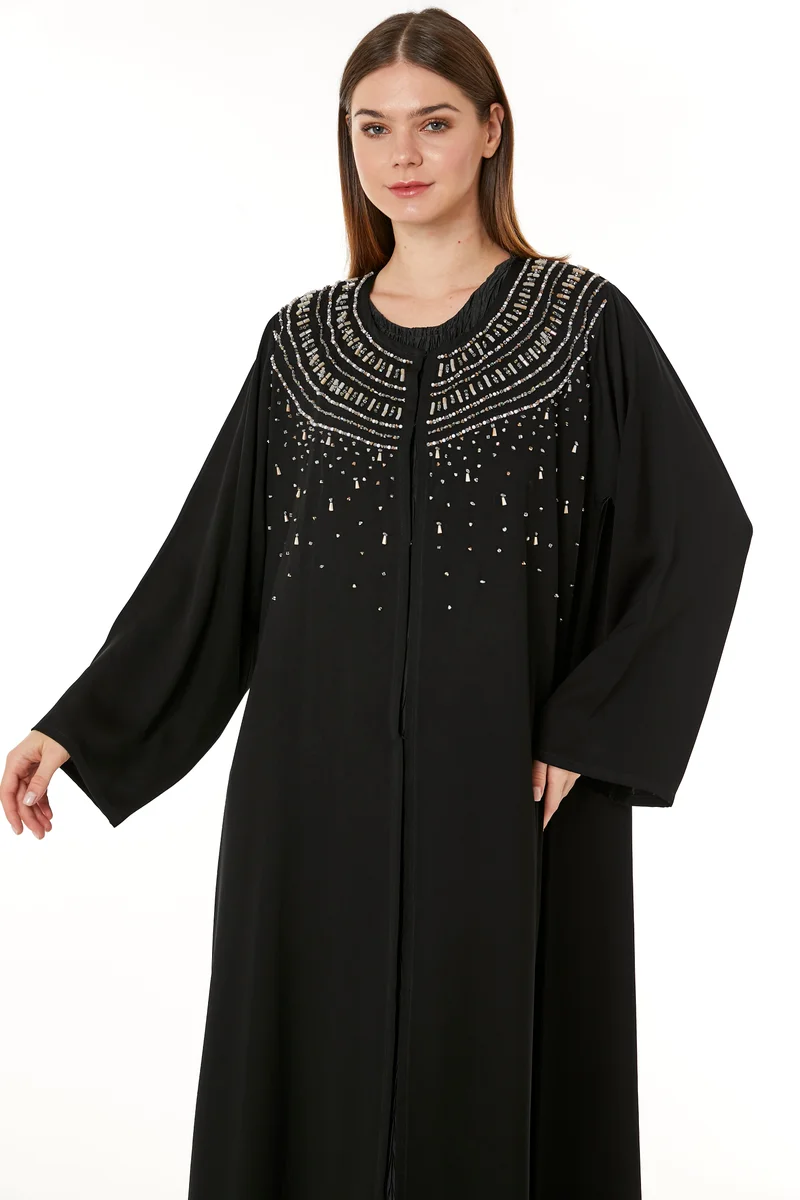 Moistreet  Embellished Flared Sleeve Abaya for Women | Best Price UAE