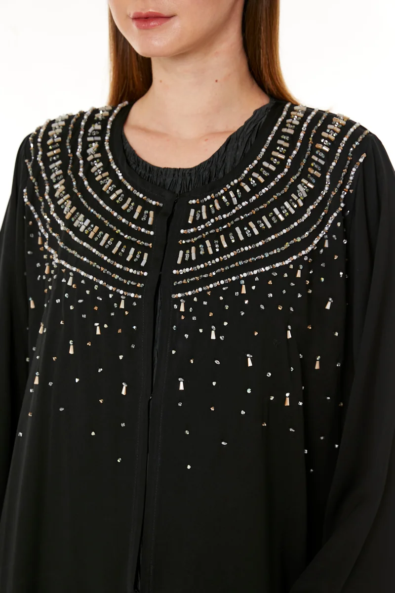 Moistreet  Embellished Flared Sleeve Abaya for Women | Best Price UAE