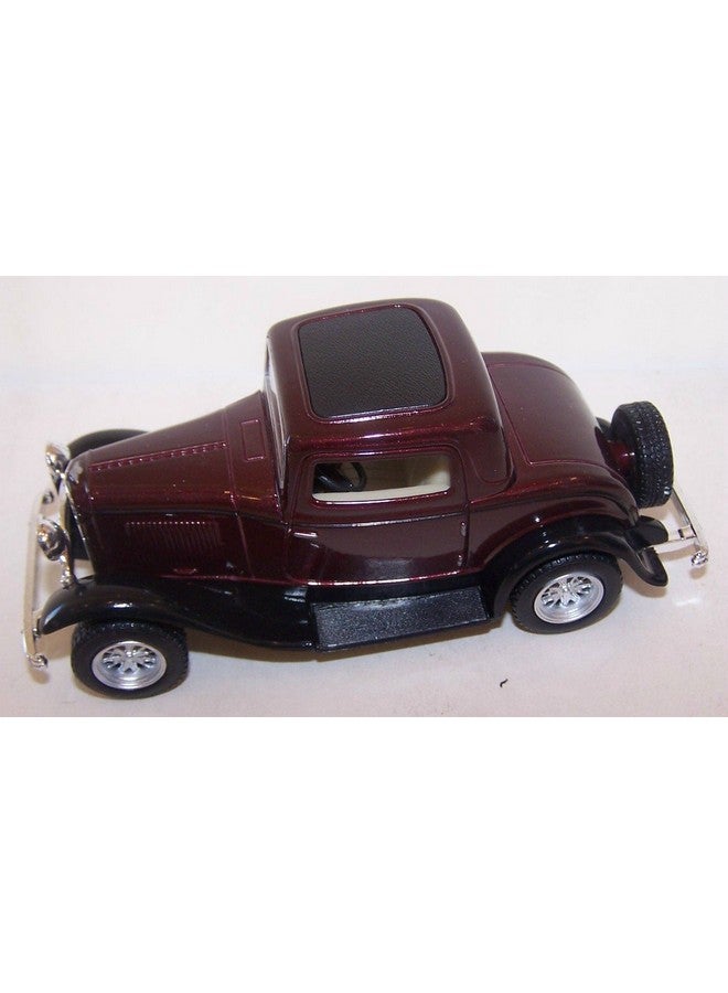 KiNSMART 1932 Ford 3-Window Coupe 1:34 Scale 5" Maroon Die Cast Metal Model Toy Classic Car