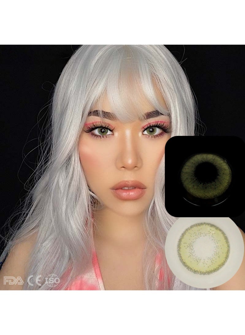 ARUWA Olivine Lenses Yearly Colored Contact Lenses, Unisex Cosmetic Contact Lenses, Natural Fashion Lenses, 40% Water Soft Contacts,Lens Diameter 14.2mm - Image 2
