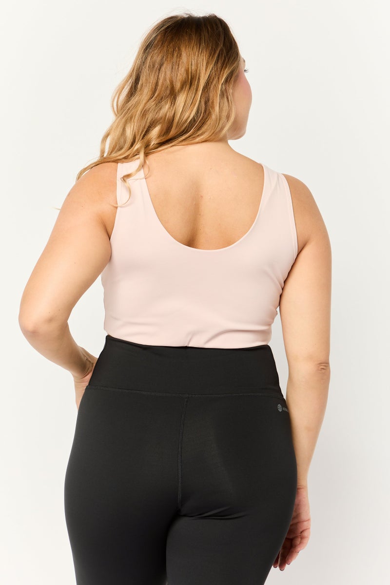 Beause Women Solid Padded Sports Bra, Dusty Rose - Image 4