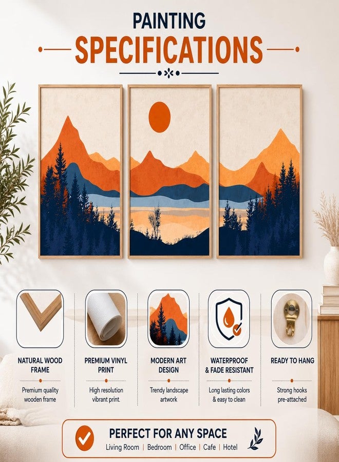 Artsense Modern Landscape Wall Art for Living Room, Bedroom & Office Decor | Premium Artwork Print | Contemporary Nature Inspired Design | Ready to Display Home Decoration (A, 12X18 INCHES) - Image 5