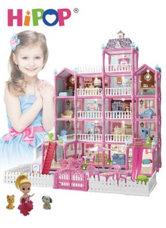 HIPOP Doll House Toys,Big Size 5 Floors 19 Rooms Castle House with Decorating Dollhouse Accessories and Furniture,DIY Building Playset,Gift for Girl  - Image 1