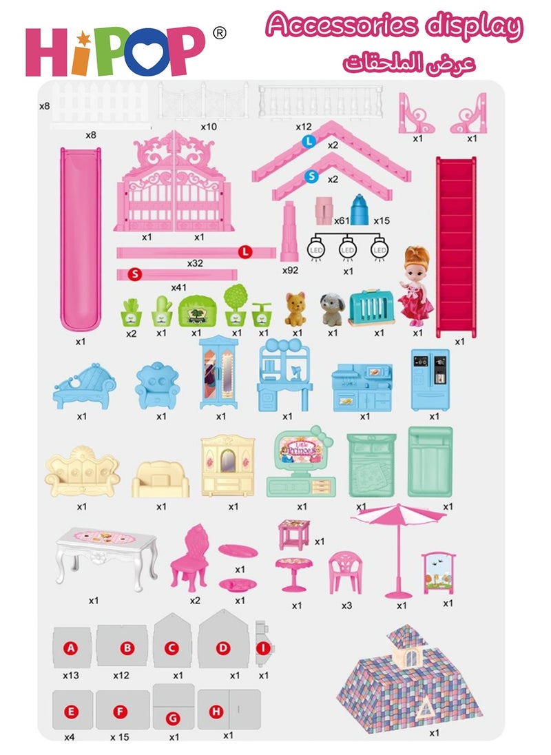 HIPOP Doll House Toys,Big Size 5 Floors 19 Rooms Castle House with Decorating Dollhouse Accessories and Furniture,DIY Building Playset,Gift for Girl  - Image 5