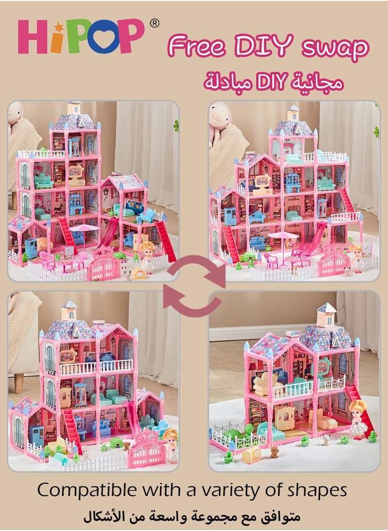 HIPOP Doll House Toys,Big Size 5 Floors 19 Rooms Castle House with Decorating Dollhouse Accessories and Furniture,DIY Building Playset,Gift for Girl  - Image 2