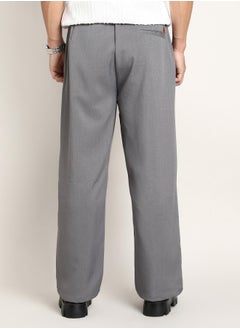 Campus Sutra Men's Moon Grey Relaxed-Panel Tailored Trousers  - Image 5