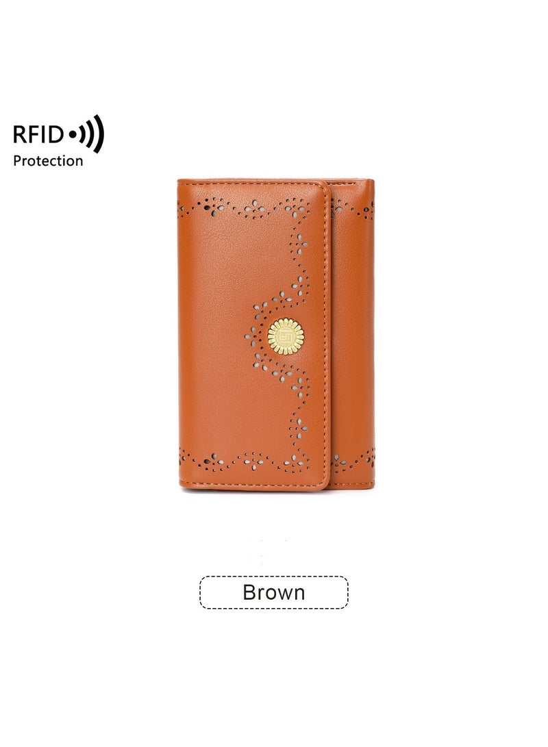 محفظة نسائية جلدية مع حجب RFID بسحاب حولي بسعة كبيرة للسفر، محفظة طويلة لحامل بطاقات الائتمان والهاتف، حقيبة كلاتش - Image 2