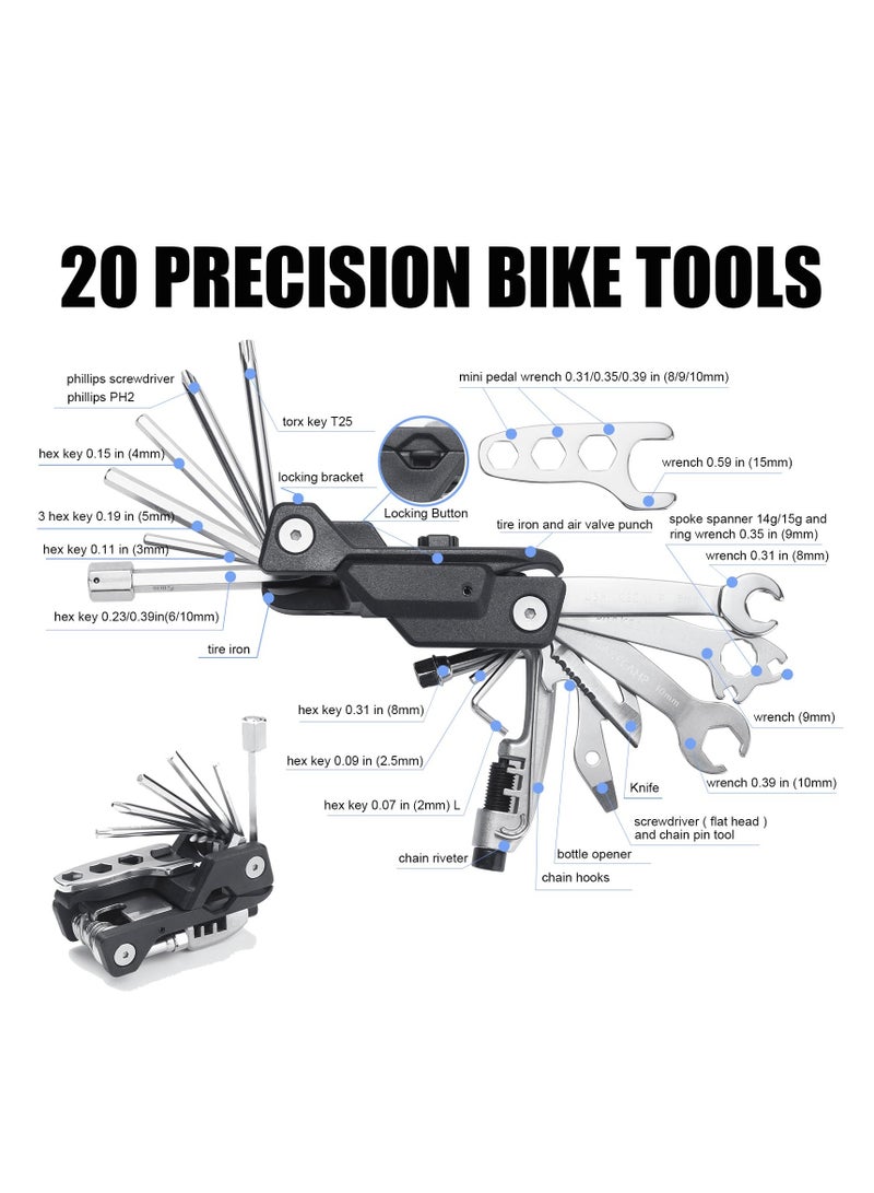 SYOSI Bike Multi Tool - 21-in-1 Lightweight MTB Multi-Function Tool with Carry Case, Allen Wrenches, Torx Wrench, Chain Tool, Tire Levers, and More for Bicycle Repairs  - Image 1