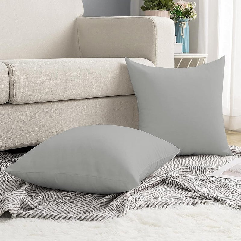 Day Care 400TC Imperious Design Decorative Throw Cushion Cover 100 Egyptian Cotton Size 14x14 Silver Grey Set of 2 - Image 1