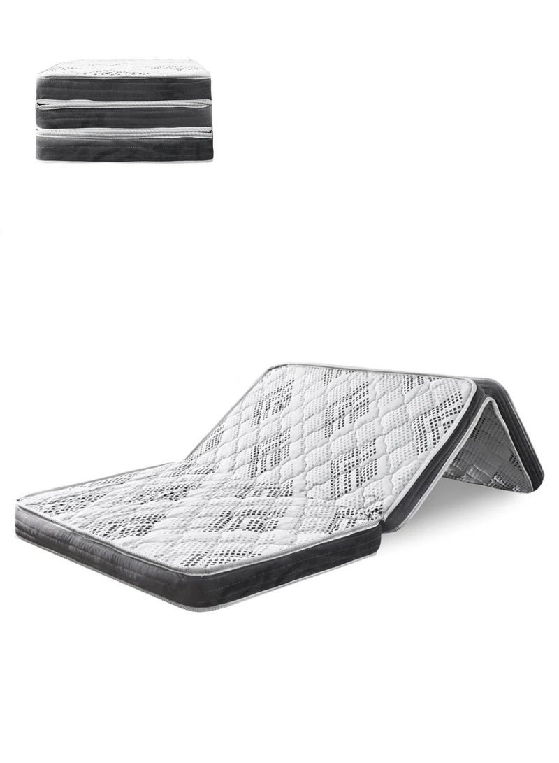 Single mattress with a breathable knitted cover - Low-height white mattress suitable for bunk beds and rollaway beds, foldable - Image 1