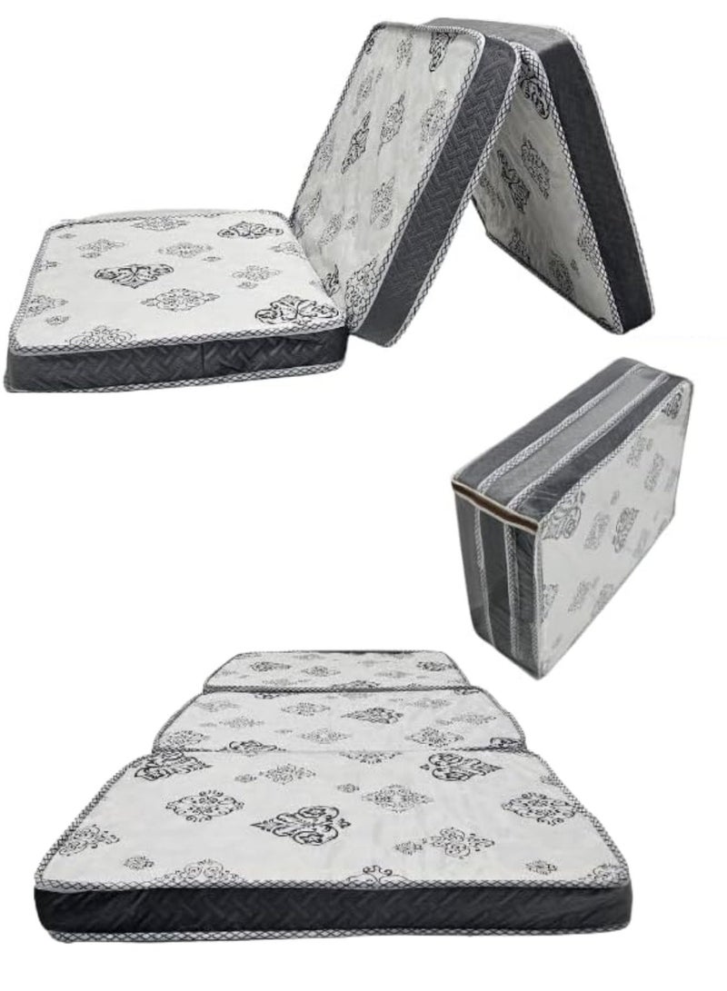 Single mattress with a breathable knitted cover - Low-height white mattress suitable for bunk beds and rollaway beds, foldable - Image 5