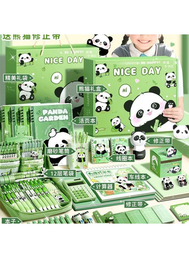 Bluejw Primary School Girls Girls Panda Birthday Gift Stationery Suit Gift Box School Supplies School Opening Gift Bag Hand Account - Image 4