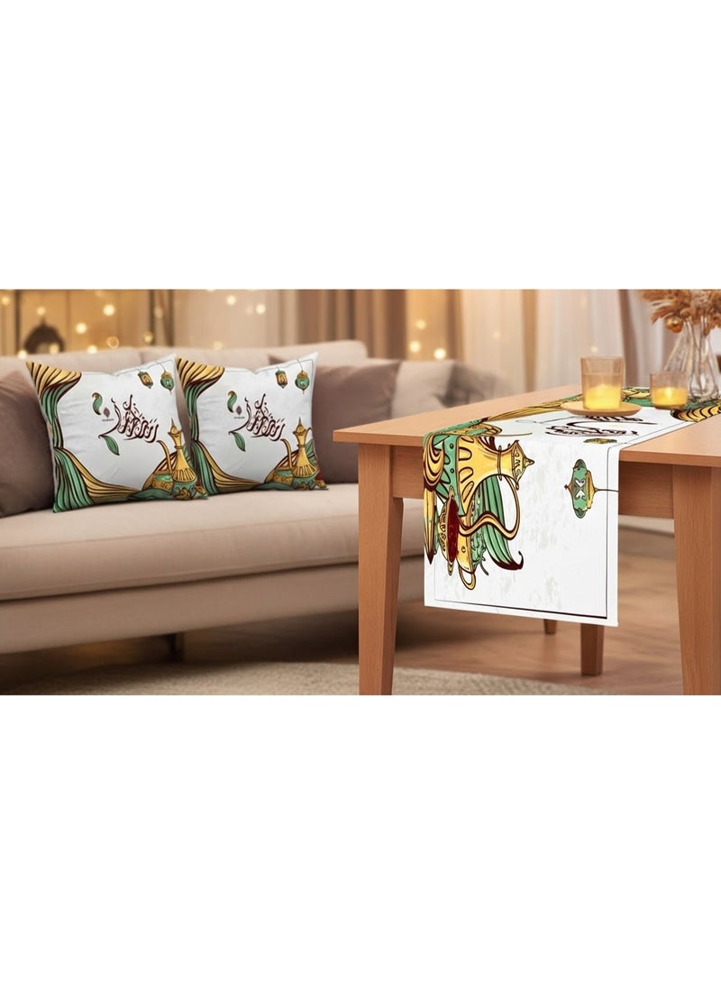 اي كي ديزاينيز طقم ديكور رمضان 3 قطع (2 غطاء وسادة + رانر سفرة) - Image 2