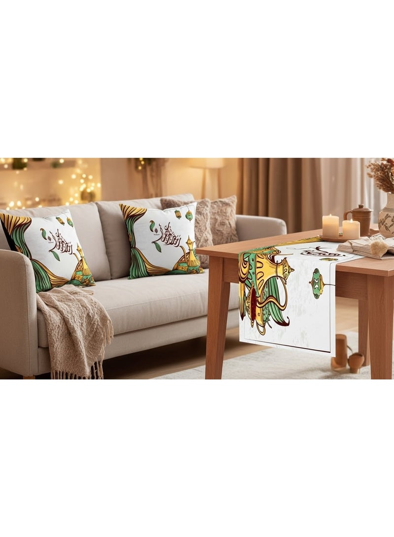 اي كي ديزاينيز طقم ديكور رمضان 3 قطع (2 غطاء وسادة + رانر سفرة) - Image 1