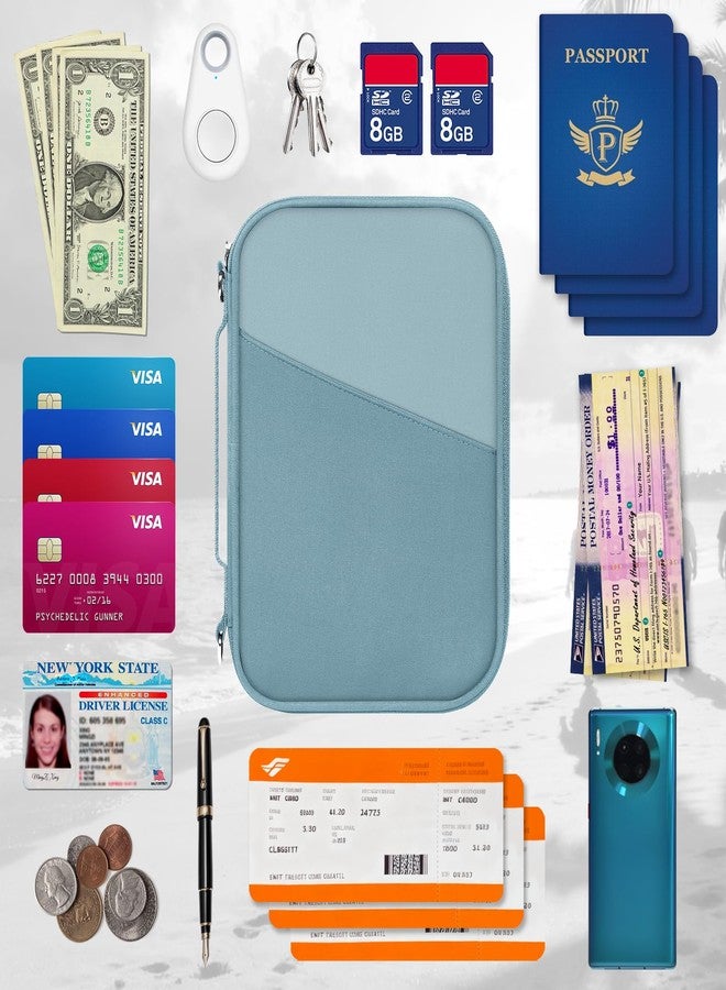 EcoVision Family Passport Holder for Travel with RFID Blocking, Traveling Essentials Organizer Pouch Bag, Light Passport Wallet for Travel Must Haves Accessories for Women Men, Haze Blue+Dusty Blue - Image 4