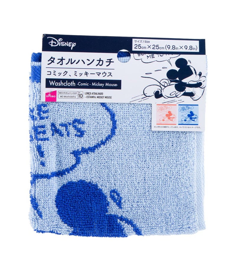 Mickey Mouse Comic Washcloth, Blue, Soft Absorbent Face Towel for Kids, Bath & Daily Use