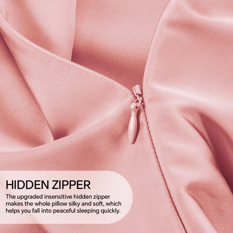 INFIIXSO Mulberry Silk Pillowcase for Hair and Skin  Silk Pillow Cases Standard Size Set of 2 with Hidden Zipper 20""x26""  Ultra Smooth and Soft Cooling Pillow Cases for Hot Sleepers(Blush Pink 2 Pack) - Image 5