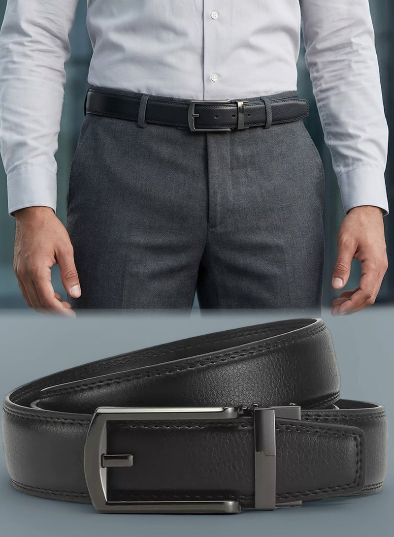 أوليس فيرس  حزام رجالي رسمي بعرض 3.1 سم - جلد مجزأ أسود بتصميم كلاسيكي فاخر - إبزيم تلقائي بسحاب عكسي - الرفيق المثالي للأحذية الرسمية - Image 1