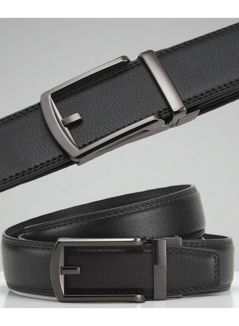 أوليس فيرس  حزام رجالي رسمي بعرض 3.1 سم - جلد مجزأ أسود بتصميم كلاسيكي فاخر - إبزيم تلقائي بسحاب عكسي - الرفيق المثالي للأحذية الرسمية - Image 3