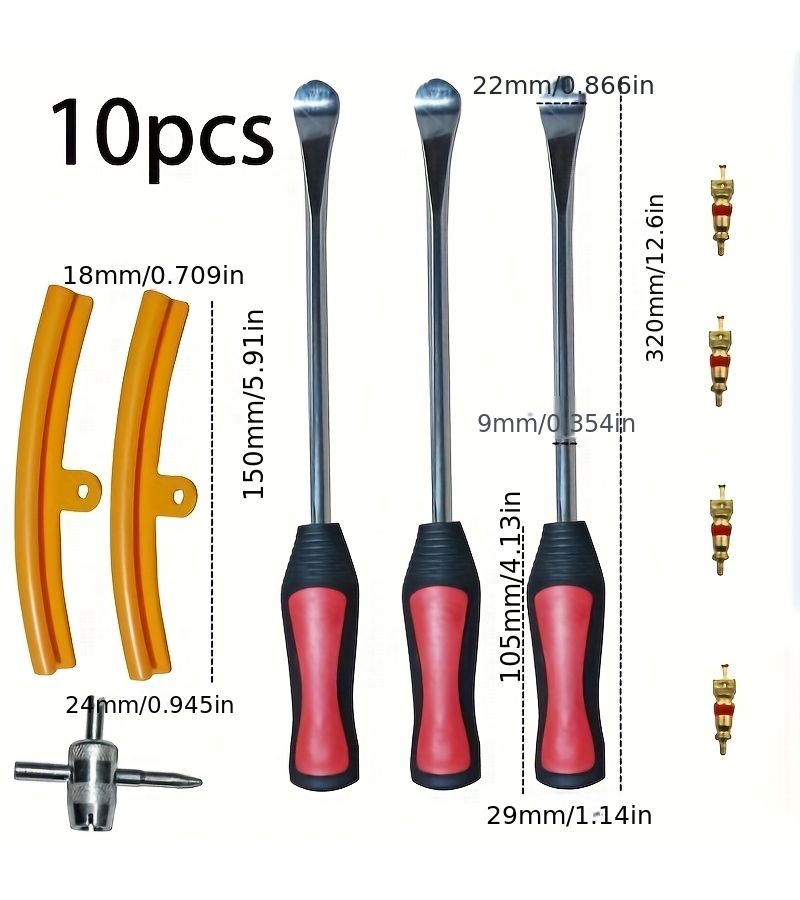 10 Piece Motorcycle Tire Pry Bar Repair Kit Multi Functional Tire Lifting Rod - Image 2