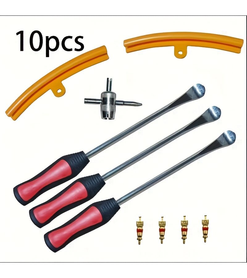 10 Piece Motorcycle Tire Pry Bar Repair Kit Multi Functional Tire Lifting Rod - Image 1