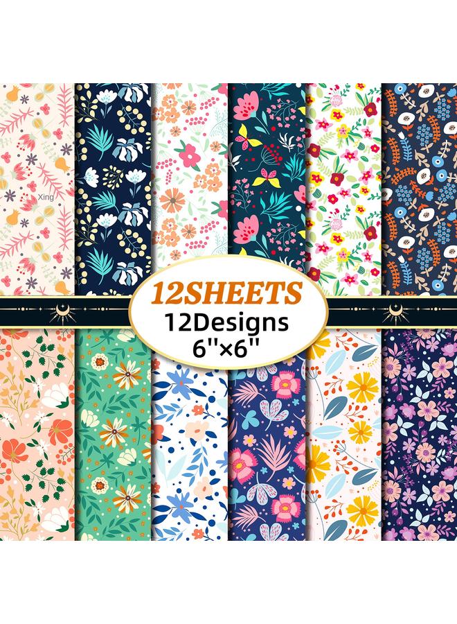 Bluejw 12 Sheets/pack Of Small Fresh Pastoral Floral Theme Hand Account Material Background Paper DIY Photo Album Stickers - Image 2