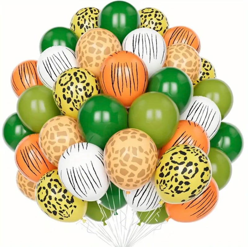 MANGO 32PCS Safari Jungle Balloon Set Matte Olive Sage Green  Leopard Tiger Print Latex Balloons for Safari Theme Birthday Party Decorations - Image 1