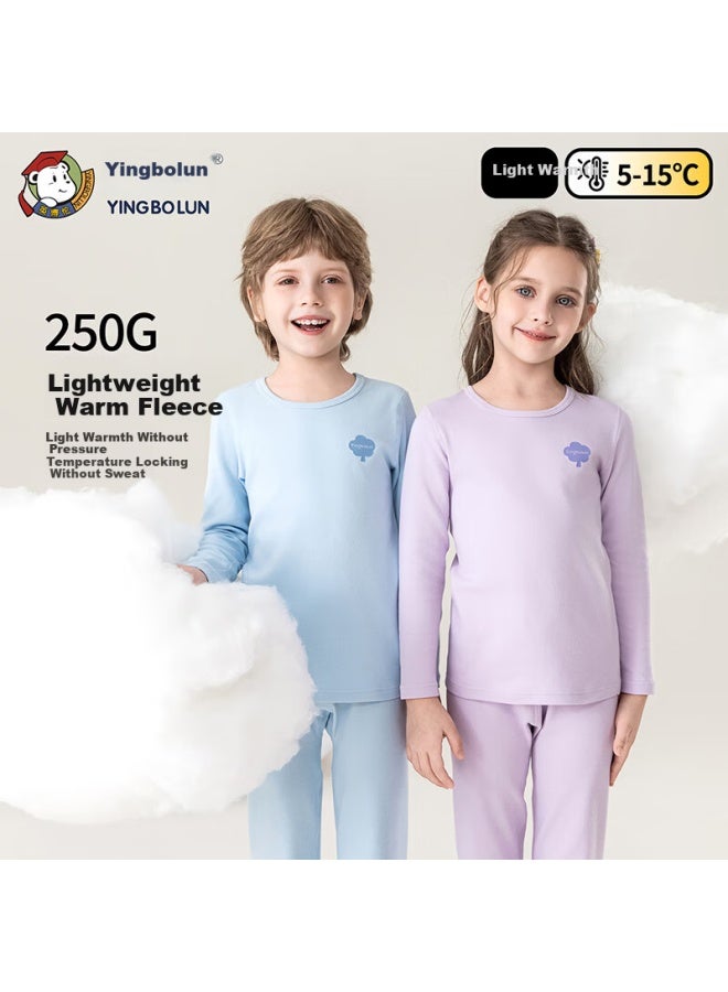 YINGBOLUN Ying Bo Lun Kids Thermal Underwear Set Autumn Winter Cotton Pajamas 81721 Light Blue Size 120 - Image 1