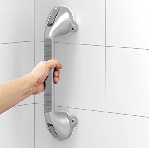 AmeriLuck 16.5inch Suction Bath Grab Bar with Indicators, Balance Assist Bathroom Shower Handle, Silver/Grey（Pack of 2） - Image 5