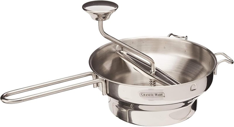 Granite Ware Stainless Steel Deluxe Food Mill - 2-Quart, Durable and Rust-Resistant - Hand Crank with 3 Interchangeable Discs for Purees, Sauces, Soups, Baby Food, Dishwasher Safe - Image 1
