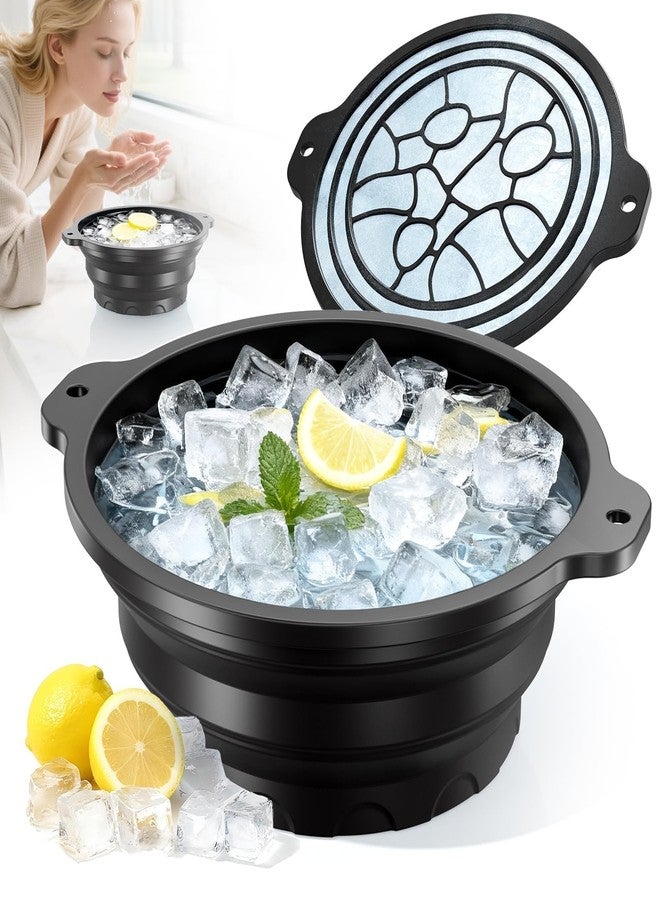 TRIVOT Face Ice Bath Bowl with Built-in Ice Tray for Cold Therapy, Collapsible Silicone Face Bowl for Ice Skin Tightening & Puffiness Reduction, Ideal for Home Use (Multicolor) - Image 2