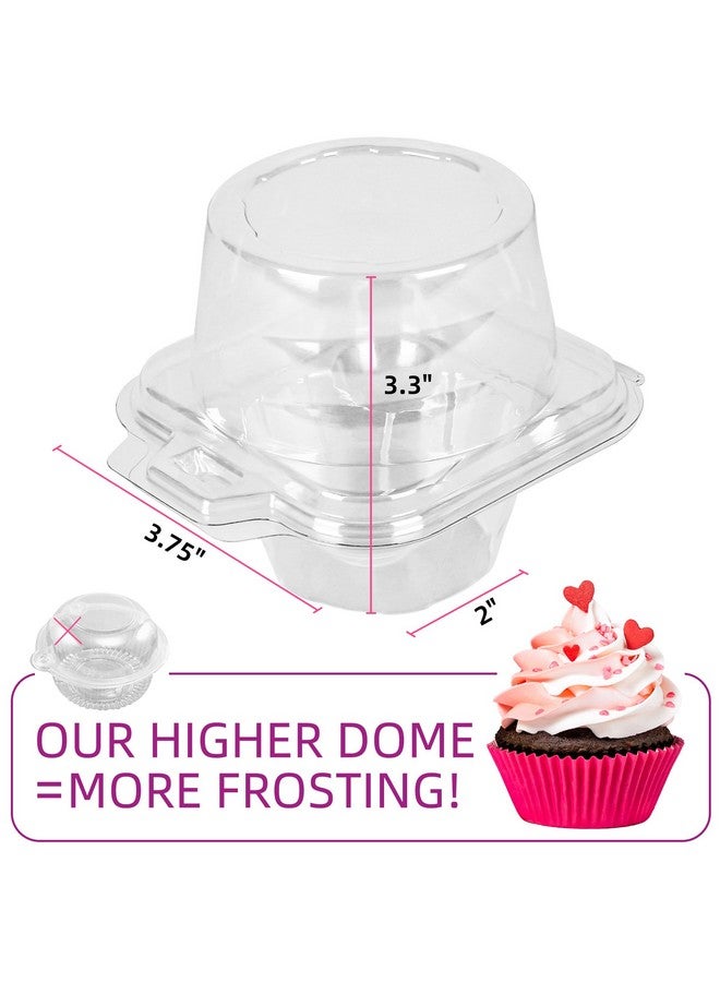 LotFancy Individual Cupcake Containers, 100 Pcs Plastic Clear Cupcake Boxes, Disposable Single Cupcake Holders with Dome Lid, Stackable Muffin Carrier for Wedding Baby Shower - Image 1