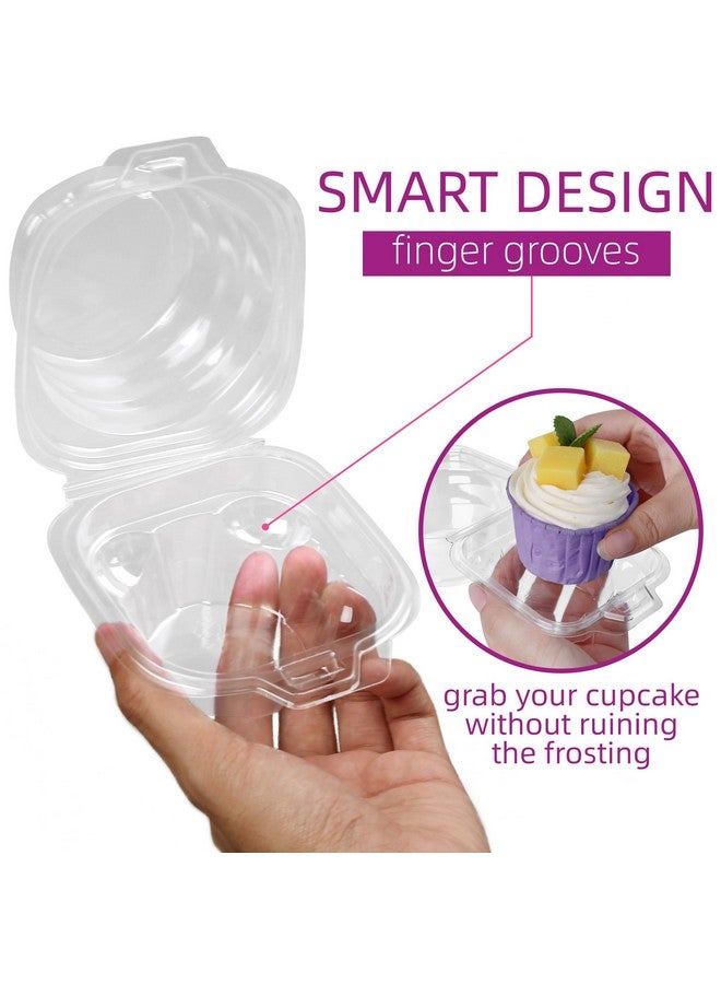 LotFancy Individual Cupcake Containers, 100 Pcs Plastic Clear Cupcake Boxes, Disposable Single Cupcake Holders with Dome Lid, Stackable Muffin Carrier for Wedding Baby Shower - Image 2