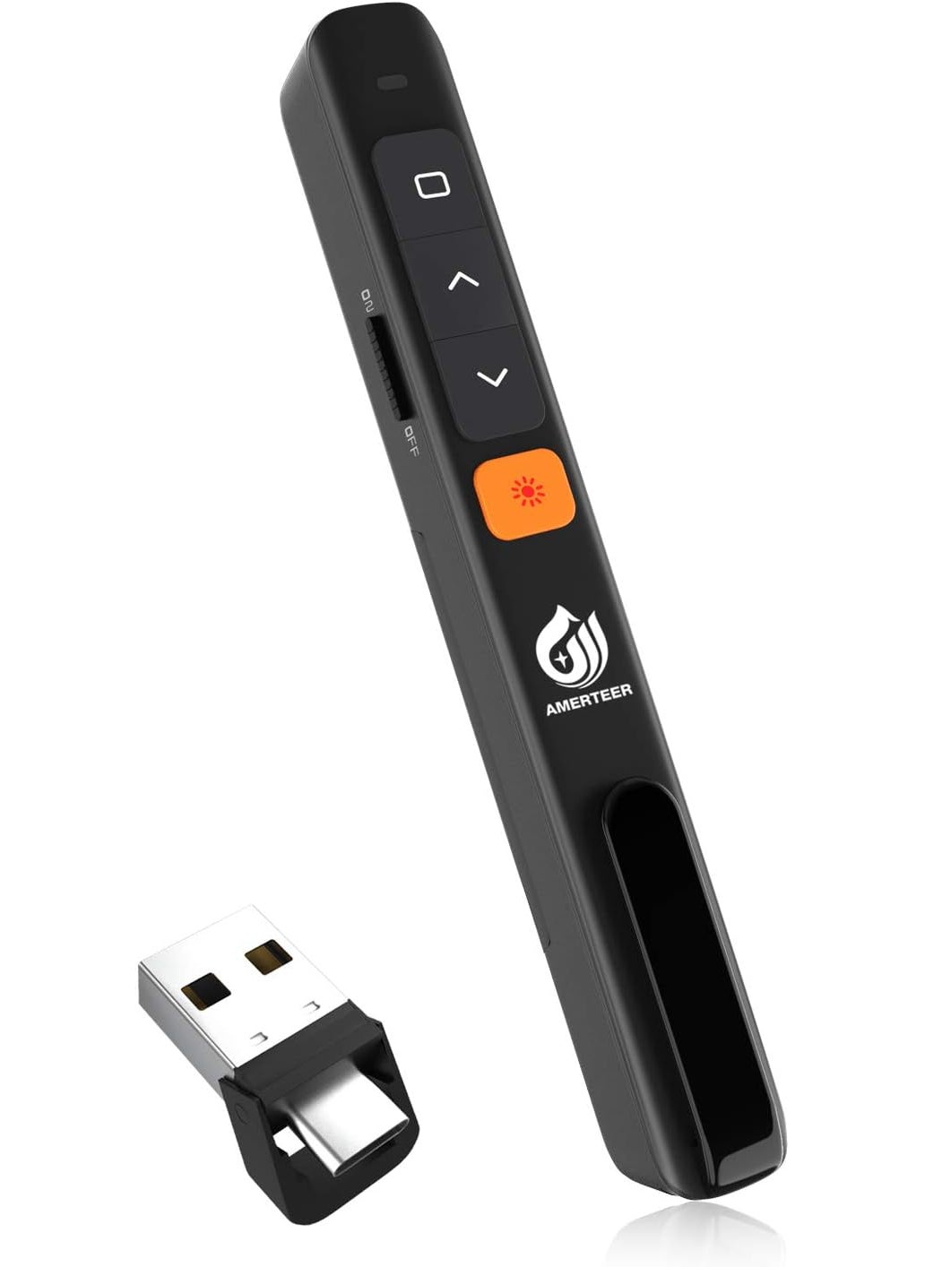 AMERTEER AMERTEER Wireless Presentation clicker for PowerPoint presentations with Hyperlink  Volume Control RF 24GHz USB and TypeC for MacBookAirPro  - Image 1