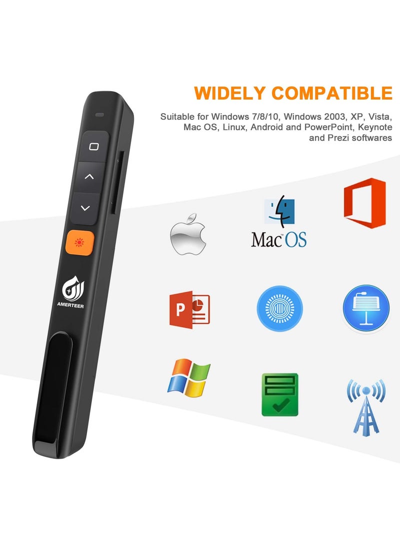 AMERTEER AMERTEER Wireless Presentation clicker for PowerPoint presentations with Hyperlink  Volume Control RF 24GHz USB and TypeC for MacBookAirPro  - Image 5