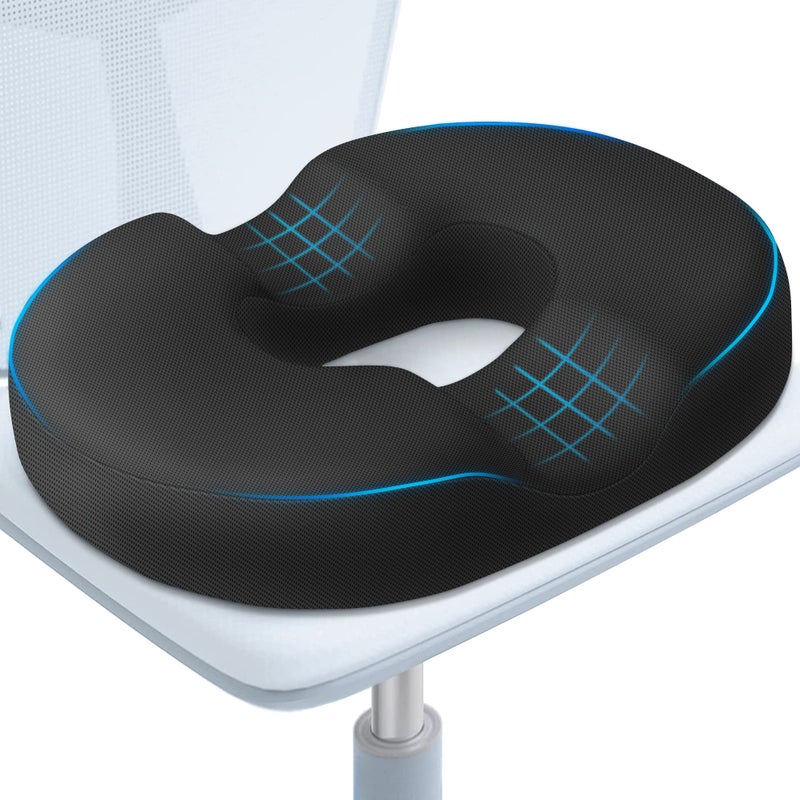 BlissTrends BlissTrends Donut Pillow Seat CushionDonut Chair Cushions for Postpartum Pregnancy  HemorrhoidsTailbone Pain Relief CushionMemory Foam Lifting Cushions for OfficeHome Chairs Black