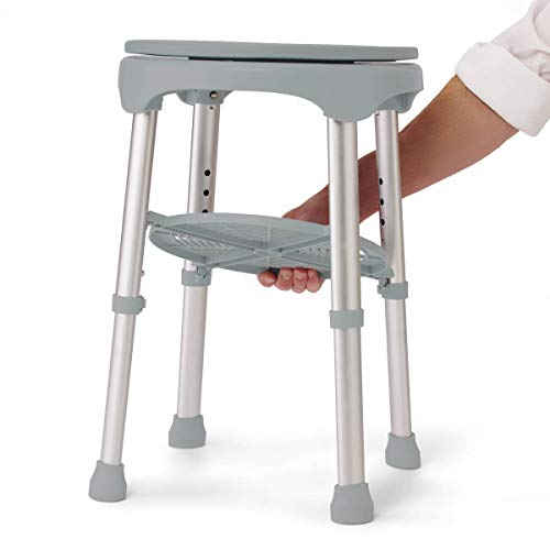 Medline Durable Aluminum Frame, Round Swivel Shower Stool, Gray, Supports up to 300lbs. - Image 2