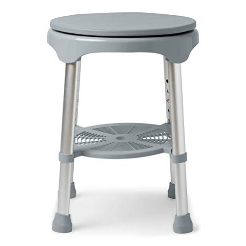 Medline Durable Aluminum Frame, Round Swivel Shower Stool, Gray, Supports up to 300lbs. - Image 1