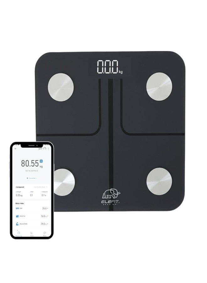 EleFit Smart Bluetooth Body Fat Scale | Digital Weight Scale with Bright LED Display | 14 Body Composition Metrics for Fitness, Health & Wellness Tracking - Image 1