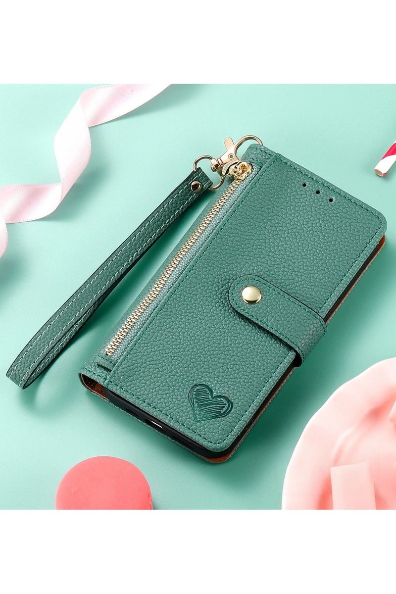 general Wallet Style Phone Case for Honor 400 2025 5G Zipper Pocket Wallet with Shoulder Strap Wrist Strap, PU Leather Stand RFID Flip Card Holder